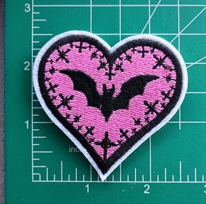 2/$10 Kawaii Goth Pink Heart Bat Patch